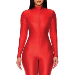 Forplay Mock Neck Zipfront Sexy Catsuit Bodysuit Women's Size Small New